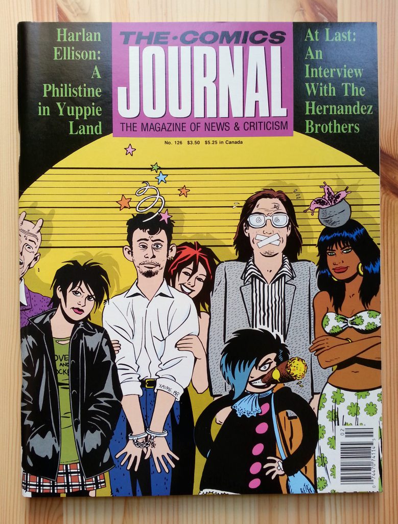 THE COMICS JOURNAL 126 cover by Jaime and Gilbert Hernandez, from january 1989